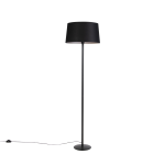 QAZQA e vloerlamp met linnen kap 45 cm - Simplo - Zwart