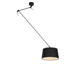 QAZQA Hanglamp met linnen kap 35 cm - Blitz I - Zwart