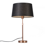 QAZQA Tafellamp koper met kap zwart 35 cm verstelbaar - Parte