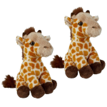 2x Stuks Pluche Gevlekte Giraffe Knuffel 15 Cm - Giraffen Safaridieren Knuffels - Speelgoed Knuffeldieren/knuffelbeest - Bruin