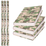 3x Rollen Kadopapier / Kaftpapier 200 X 70 Cm - Camouflage - Kaftpapier Voor Schoolboeken / Boekenkaften - Groen