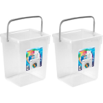 Forte Plastics 2x Stuks Opslagboxen/emmers Kunststof Met Deksel Transparant 5 Liter 20 X 17 X 23 Cm - Opbergbox