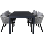 Marbella Tuinmeubelset Tafel 100x160/240cm En 4 Stoel Virya Wit, Zwart.