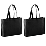 Bellatio Design 2x Stuks Draagtassen/schoudertassen/boodschappentassen In De Kleur 40 X 32 X 11 Cm - Boodschappentassen - Zwart