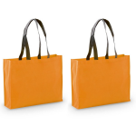 Bellatio Design 2x Stuks Draagtassen/schoudertassen/boodschappentassen In De Kleur 40 X 32 X 11 Cm - Boodschappentassen - Oranje