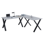 Lona Hoekbureau 220x160x80 Cm X-frame Grijs,. - Zwart