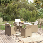 Vidaxl 5-delige Tuinset Met Kussens Poly Rattan - Beige