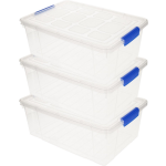 Forte Plastics 3x Stuks Opslag/opberg Boxen/bakken Transparant Met Deksel 37 X 26 X 14 Cm Met Inhoud 9 Liter - Opbergbox