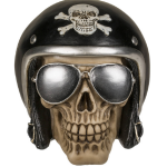 Spaarpot Motor Bikers Skull/schedel 16 X 13 Cm - Met Sleuteltje - Vaderdag Cadeau - Zwart