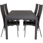 Marbella Tuinmeubelset Tafel 100x160/240cm En 4 Stoel Copacabana. - Zwart