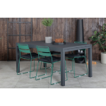 Marbella Tuinmeubelset Tafel 100x160/240cm En 4 Stoel Lina, Zwart. - Groen