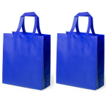 Bellatio Design 2x Stuks Draagtassen/schoudertassen/boodschappentassen In De Kleur 35 X 40 X 15 Cm - Boodschappentassen - Blauw