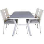 Virya Tuinmeubelset Tafel 90x160cm En 4 Stoel Anna Wit, Grijs.