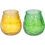 Arti Casa 4x Stuks Citronella Lowboy Tafelkaarsen 10 Cm Geel En Groen Glas - Geurkaarsen