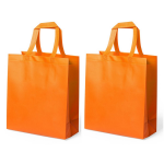 Bellatio Design 2x Stuks Draagtassen/schoudertassen/boodschappentassen In De Kleur 35 X 40 X 15 Cm - Boodschappentassen - Oranje
