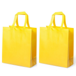 Bellatio Design 2x Stuks Draagtassen/schoudertassen/boodschappentassen In De Kleur 35 X 40 X 15 Cm - Boodschappentassen - Geel