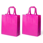 Bellatio Design 2x Stuks Draagtassen/schoudertassen/boodschappentassen In De Kleur Fuchsia 35 X 40 X 15 Cm - Boodschappentassen - Roze