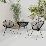 Vidaxl 3-delige Tuinset Pvc-rattan - Negro