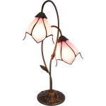 Clayre & Eef Lumilamp Tiffany Tafellamp 35*18*61 Cm Bruin Kunststof Glas Tiffany Bureaulamp Tiffany Lampen Glas In Lood - Roze
