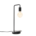 QAZQA Modernee tafellamp met draadloos opladen - Facil - Zwart
