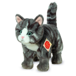 Hermann Teddy Katze Stehend Grau Getigert 20 Cm - Grijs