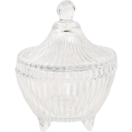 Clayre & Eef Bonbonniere Ø 9*12 Cm Transparant Glas Rond Serveerschaal Decoratie Schaal Presenteerschaal Transparant