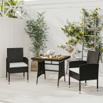 Vidaxl 3-delige Tuinset Poly Rattan - Zwart