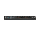 Brennenstuhl Premium-Line | ÜSS | 6 voudig | USB 3.1A | *DE* | zwart | 60kA/filter | 3m | H05VV--F3G1.5