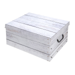 Opbergdoos/opberg Box Van Karton Met Hout Print Wit 37 X 30 X 16 Cm - Opbergbox