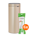 Brabantia Touch Bin 30 Liter Metallic Gold + Vuilniszakken (120 stuks)