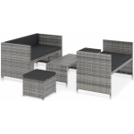 Vidaxl 5-delige Loungeset Met Kussens Poly Rattan - Grijs