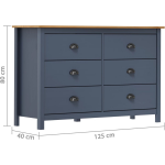 Vidaxl Dressoir Hill Range 125x40x80 Cm Massief Grenenhout - Grijs