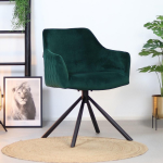 Bronx71 Moderne Eetkamerstoel Furtado Draaibaar Velvet - Groen