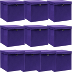 Vidaxl Opbergboxen Met Deksels 10 St 32x32x32 Cm Stof - Púrpura