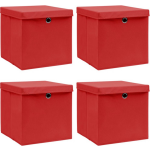 Vidaxl Opbergboxen Met Deksels 4 St 32x32x32 Cm Stof - Rojo