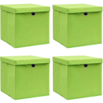 Vidaxl Opbergboxen Met Deksels 4 St 32x32x32 Cm Stof - Groen