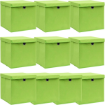 Vidaxl Opbergboxen Met Deksels 10 St 32x32x32 Cm Stof - Verde