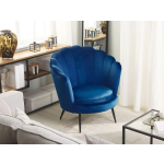 Beliani Lovikka Fauteuil Fluweel 77 X 79 Cm - Blauw