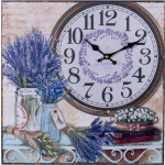 Decopatent Canvas Schilderij Wandklok Lavendel Flowers & Books 38 Cm Met Klok -