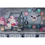 Decopatent Xl Canvas Schilderij Wandklok Clock Gardenhouse Candles & Flowers Met