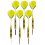 McKicks 2x Set Van 3 Dartpijlen Speedy Yellow Brass 23 Grams - Darten/darts Sport Artikelen Pijltjes Messing