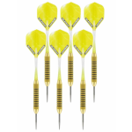 McKicks 2x Set Van 3 Dartpijlen Speedy Yellow Brass 21 Grams - Darten/darts Sport Artikelen Pijltjes Messing