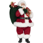Clayre & Eef Decoratie Kerstman 14*14*28 Cm Meerkleurig Textiel Kerstman 64645 - Rood