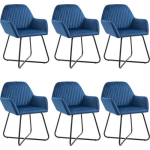 Vidaxl Eetkamerstoelen 6 St Fluweel - Blauw