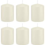 Trend Candles 6x Ivoorte Cilinderkaars/stompkaars 6 X 8 Cm 29 Branduren - Geurloze Kaarsen - Woondecoraties - Wit