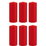 Trend Candles 6x Rode Cilinderkaarsen/stompkaarsen 8 X 20 Cm 119 Branduren - Geurloze Kaarsen - Woondecoraties - Rood