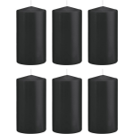 Trend Candles 6xe Cilinderkaarsen/stompkaarsen 8 X 15 Cm 69 Branduren - Geurloze Kaarsen - Woondecoraties - Zwart