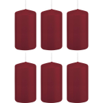 Trend Candles 6x Bordeauxrode Cilinderkaarsen/stompkaarsen 6 X 12 Cm 40 Branduren - Geurloze Kaarsen - Woondecoraties - Rood