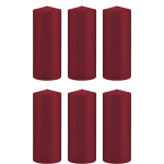 Trend Candles 6x Bordeauxrode Cilinderkaarsen/stompkaarsen 8 X 20 Cm 119 Branduren - Geurloze Kaarsen - Woondecoraties - Rood