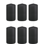 Trend Candles 6xe Cilinderkaarsen/stompkaarsen 5 X 10 Cm 23 Branduren - Geurloze Kaarsen - Woondecoraties - Zwart